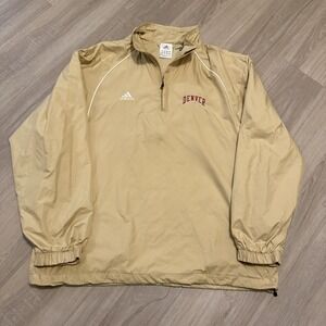 Y2K  Adidas Denver Climalite Gold Pullover Windbreaker Zip‎ Pockets Size Large